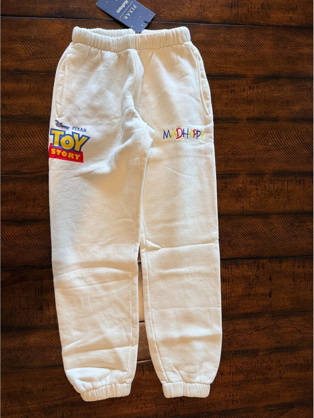 Madhappy x Disney Pixar Toy Story Sweatpants XS Ivory Embroidered NWT USA